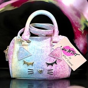 Betsey Johnson Cat Face Handbag Mini Detachable Crossbody Strap